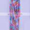 Women Beach Vacation Swimsuit Cover Up Rainbow Colored Feathers Digital Printed Open Front Kimono Semi Sheer Maxi Robe dress