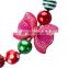 Christmas Girl Necklace with bow Kids Chunky bubble beads necklace Holiday Gift