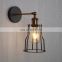 American industrial retro creative iron cage led wall lamps for decoration