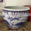 Luxury Large Size Blue And White Porcleain Hand Paint Craft Ceramic Fish Pot Fish Bowl Planters