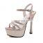 elegant unique design women platform high heel ankle strap shoes open toe hollow out shoes ladies platform sandals