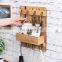 Wooden Mail and Key Holder for Wall Decorative / Rustic Wall Mounted Mail Organizer with 4 Double Key Hooks and 1 Mail Sorter