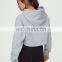 No pulling string gym workout fitness fashion Chenille Patch crop top pullover cotton ladies Chenille patch hoodies for women