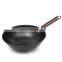 Uncoated beaten by hand Chinese wooden handle cooking cast iron wok