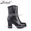 Wholesale customized cow leather block heel italian ladies shoes
