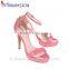 Handmade Pink one bar ankle strap pure genuine leather women sandals
