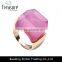 fashion jewelry European and American hot selling golden alloy metal pink stone ring