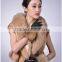 Women's Lambskin Leather Gloves with Plush Raccoon Fur Trim Super Warm