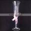 Tall stemed clear ribbed 7oz wine goblet glass