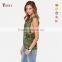 Printing camo Lower armhole design loose tank top for women
