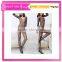 CK8989 sexy long-sleeved transparent hollow out shiny bodystocking