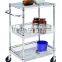 3 Tier Chrome Utility Cart Food Mobile Cart Caster Metal Cart