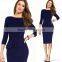 Fashion Spring Knee Length 3/4 Sleeve Pencil Dresses women formal office work