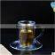 FDA Standard, Borosilicate Material Cups & Saucers Drinkware Type double wall glass Coffee cup set with creative handle