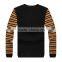 mens brand wool black yellow crew neck stripe wool sweater
