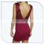 SEQUIN DOUBLE LAYER PLUNGE BODYCON EVENING BOYCON BANDAGE DRESS 2016 SEXY RED CLUB DRESS