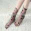 WS-24 Sexy Breathable Silk Heap Heap Soft Elasticity Black Fishnet Lace Flower Mesh Ankle Fashion Socks Summer Style