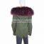 Myfur Popular Ladies Parka with Real Fox Fur Lining and Dyed Raccoon Fur Trimed Hood