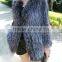 YR634 New Arrival Hot Sale Fashion Women Natural Color Silver Fox Fur Coat