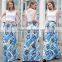 Wholesale Women Boho Printed Floral Pleated Skirt Ladies Beach Wear High Waist Flare Skirts