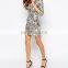 Embroidered sequined middle sleeve wholesale price mini party dress