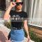 DiZNEW 2019 USA BLUE DENIM MINI SKIRT WITH FRAYED HEM