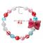 Christmas Girl Necklace with bow Kids Chunky bubble beads necklace Holiday Gift
