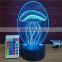 New Technology Jellyfish Ocean Series 3D Acrylic Table Led Night Lamp Light With Remote Control
