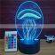 3D Illusion Remote Or Touch Control LED Desk Table Night Light 16 Colors kids Family Holiday Christmas Gift