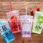 double wall beautiful plastic water bottle with straw 450ml