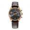 Stainless Steel Case Chronograph Watches Man Genuine Leather Multi-Function Watch