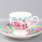 new bone china cup and saucer with hear decal for valentine's day ceramic heart shaped cup and saucer produced in shandong liny