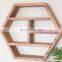 Rustic Hexagon Floating Shelves Wall Hanging Rack Multi-Layer Vintage Solid Wood Storage Shelf