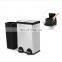 2022 popular home and hotel 2 in 1 garbage bin recycling stainless steel 40L 60L kitchen recycle waste bin