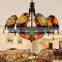 European Creative Retro Tiffany Stained Nar Restaurant Living Room Bird Glass Parrot Chandelier Light