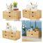 Bamboo File Holder 2 Drawer For Stationery Storage Drawer Office Supplies Organizer Table Top Storage Bins