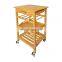 Bamboo Kitchen Serving Cart Kitchen Trolley Rolling Storage Organizer Cart
