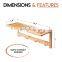 Bamboo Bathroom Shelf Wall Mounted Storage Organizer Towel Shelves Kitchen Living Room With 4 Stainless Steel Hooks