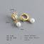 S925 sterling silver baroque pearl earrings with zircon