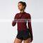 Hot Sale Fashion Tight Elastic Half Zip Yoga Tee Long Sleeves T-shirt Women Gym Fitness Sportswear Top