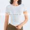 Ribbed Side Fold Short Sleeve T-shirts Women Fitness Gym Yoga Top Anti-UV Sunscreen Shirt Outdoor Running Training Wear Clothes