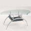 Glass top stainless steel base table oval top coffee table