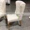 fabric Upholster Norway style wooden dining chair with Iron Ring