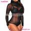 Women Nude Sexy Long Sleeve Translucent Teddy