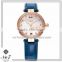 Blue Genuine Leather Gold 32mm Rose Design Lady Automatical Mechanical Watch