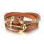 Unisex Leather Bracelets Bangles Men Women Vintage Anchor Bracelet Of Leather