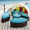 Top Quality Outdoor Furniture Rattan Round Bed with Cushion and Pillow