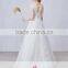 AR-52 Latest Dress Designs Short Sleeves Bride Dress Appliques O-Neck Sash Tulle Wedding Dress Lace 2016