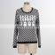 F5S10100 Women Printed O-Neck Long Sleeve T-Shirt
