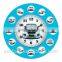 Round photo frame wall clock with 12 bird pictures and sound